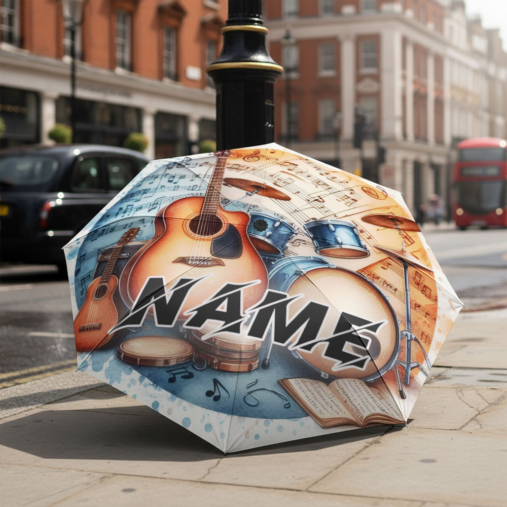 Musical Instrument And Names - Custom Name umbrella,Musical Instruments with Sheet