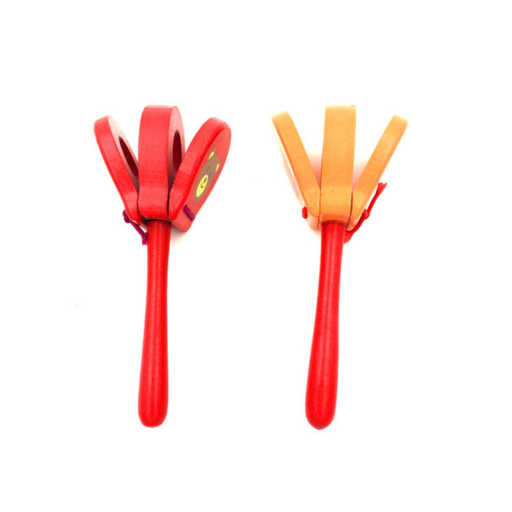 Musical Instrument For Toddlers - 3Pcs Wooden Castanets Hand Clappers Percussion