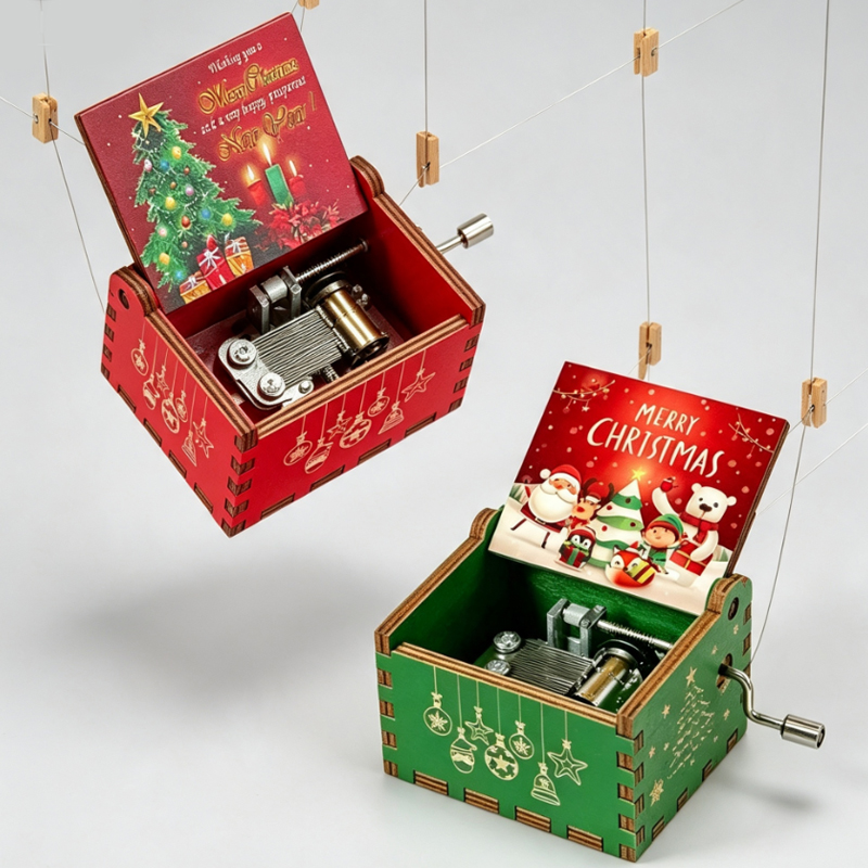 Musical Instrument Handpan - --Merry Christmas Series Music Box Wooden
