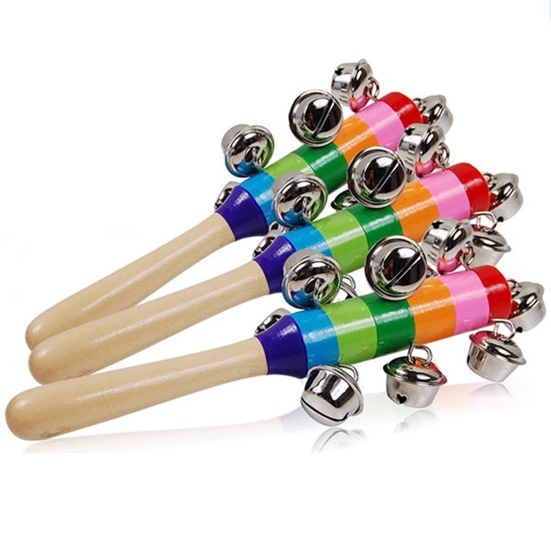 5PCS Wooden Jingle Hand Bells  - Musical Instrument For Toddlers ulasan dan harga