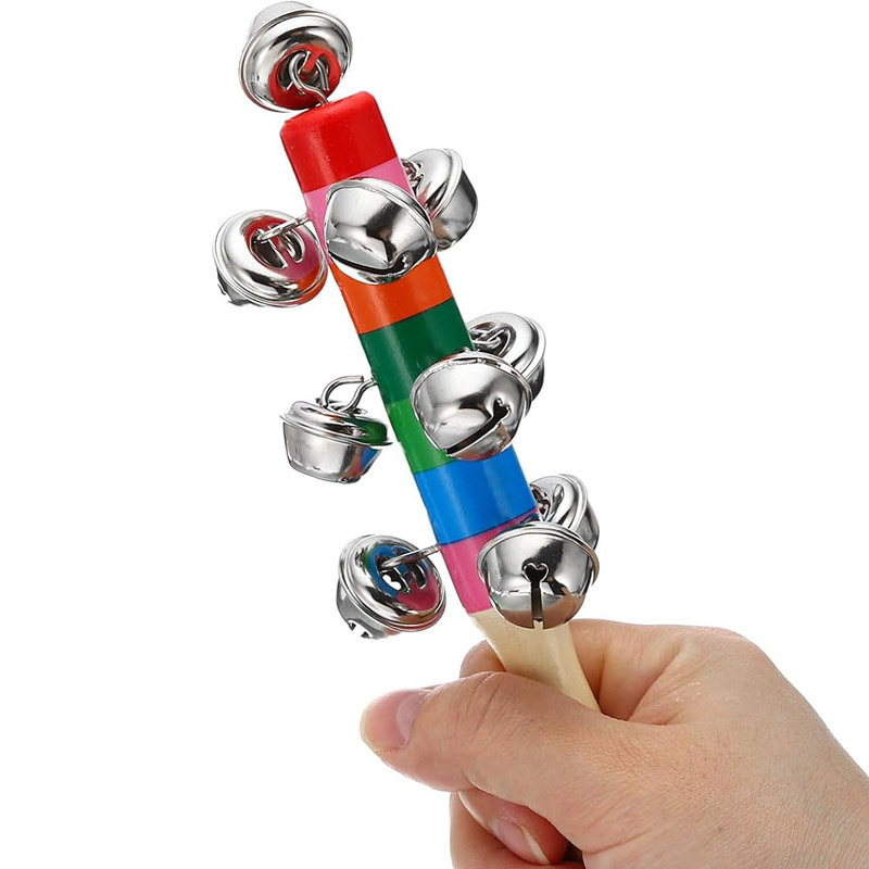 5PCS Wooden Jingle Hand Bells  - Musical Instrument For Toddlers ulasan dan harga
