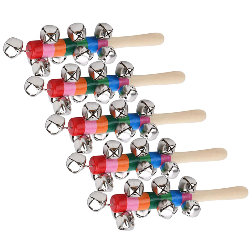 5PCS Wooden Jingle Hand Bells  - Musical Instrument For Toddlers ulasan dan harga