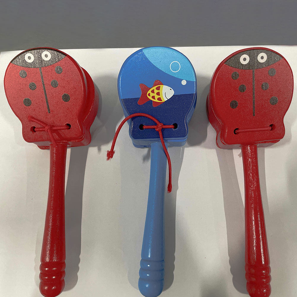 3Pcs Wooden Castanets Hand Cla - Musical Instrument For Toddlers ulasan dan harga