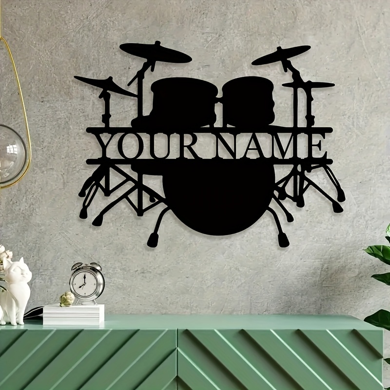 Custom Drum Set Metal Wall Art - Musical Instrument And Names ulasan dan harga