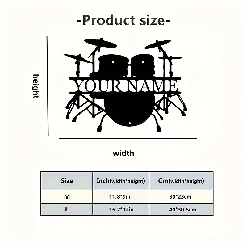 Custom Drum Set Metal Wall Art - Musical Instrument And Names ulasan dan harga