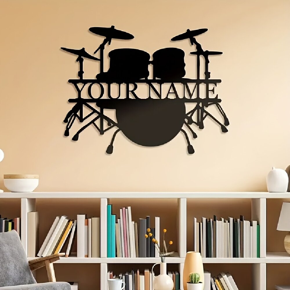 Custom Drum Set Metal Wall Art - Musical Instrument And Names ulasan dan harga