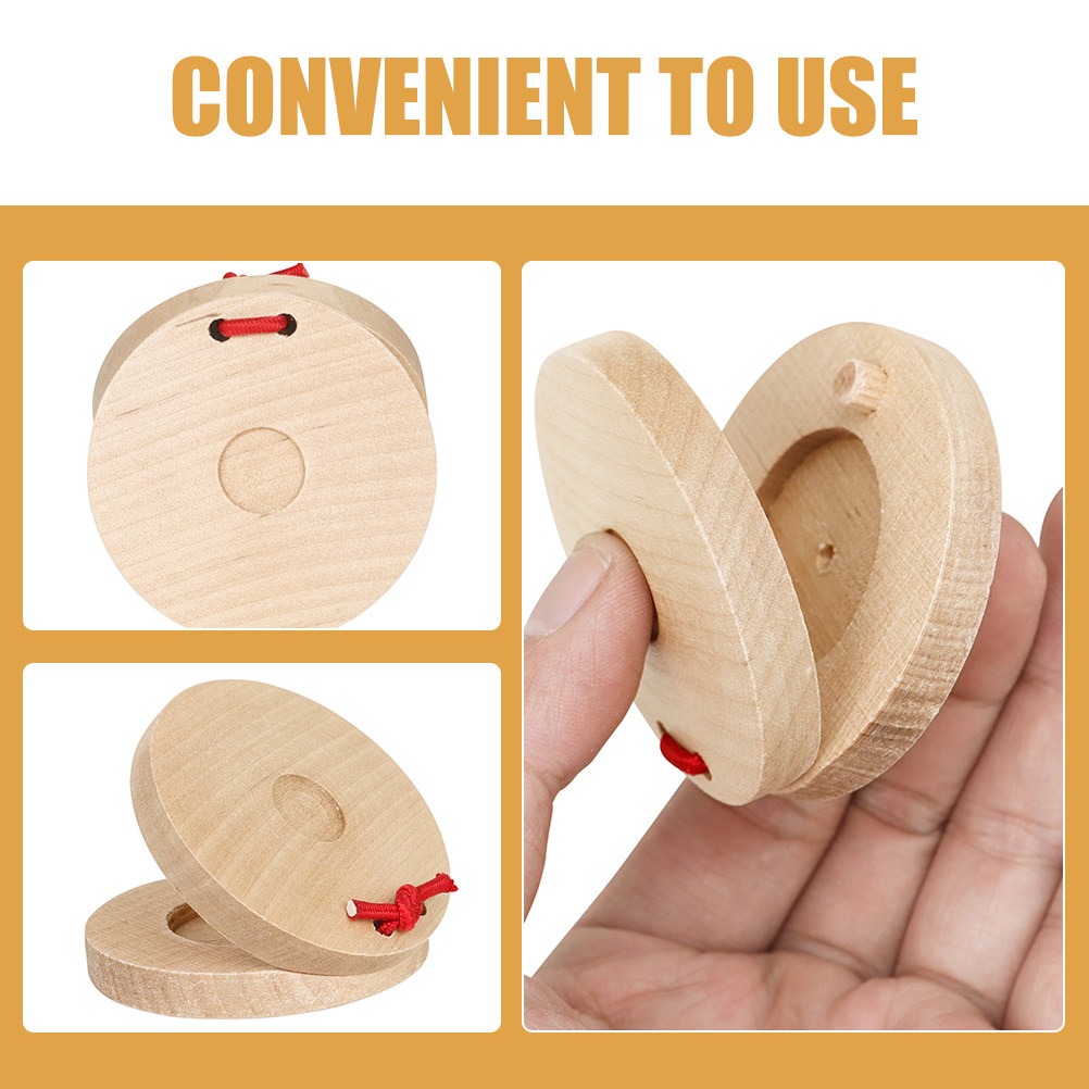 2Pairs Wooden Castanets Small  - Musical Instrument Clapper ulasan dan harga