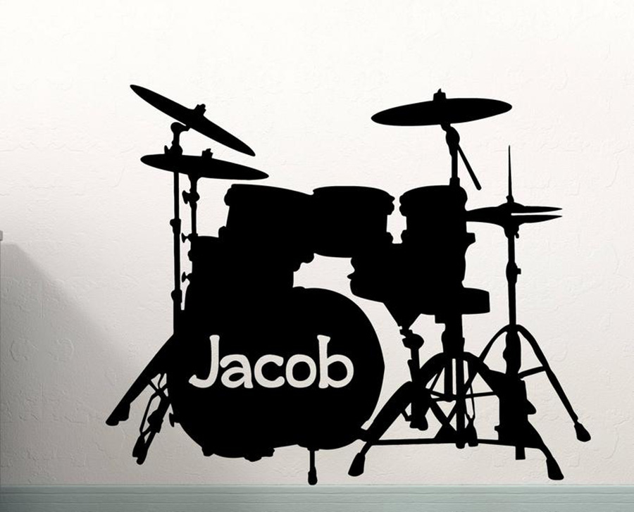 Drum Set Wall Decal Custom Nam - Musical Instrument And Names ulasan dan harga