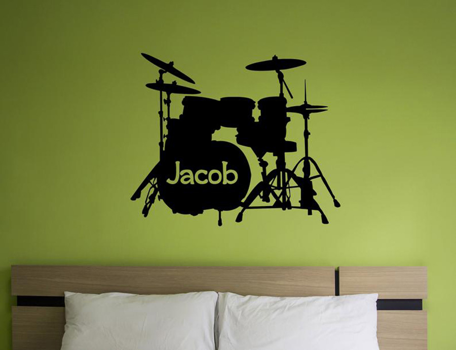 Drum Set Wall Decal Custom Nam - Musical Instrument And Names ulasan dan harga